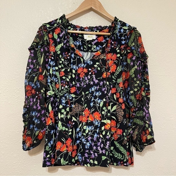 Maeve Tops - Maeve by Anthropologie Floral Print 3/4 Sleeve Top Size Small Women